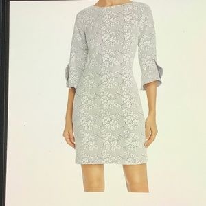 Karl Lagerfeld Floral Knit Dress in Black/Ivy
